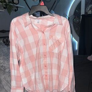 Pink and White Button Down Shirt